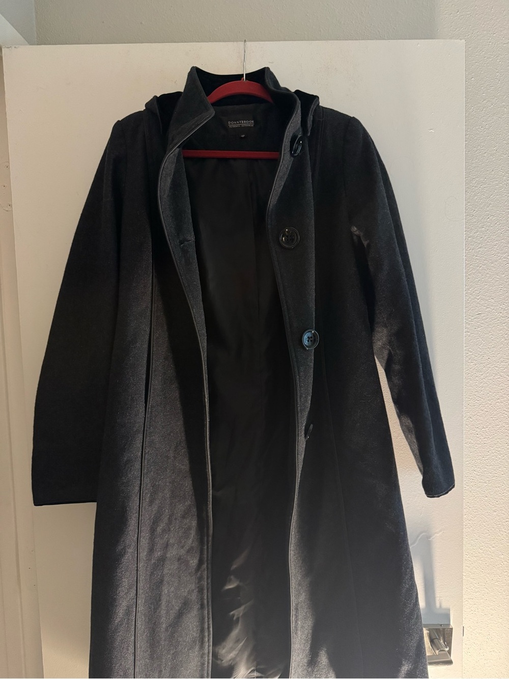 DonnyBrook Black Women's Hooded Wool-Blend Coat Size 4P